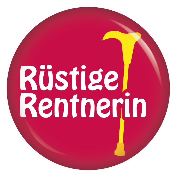 Ansteckbutton Rüstige Rentnerin